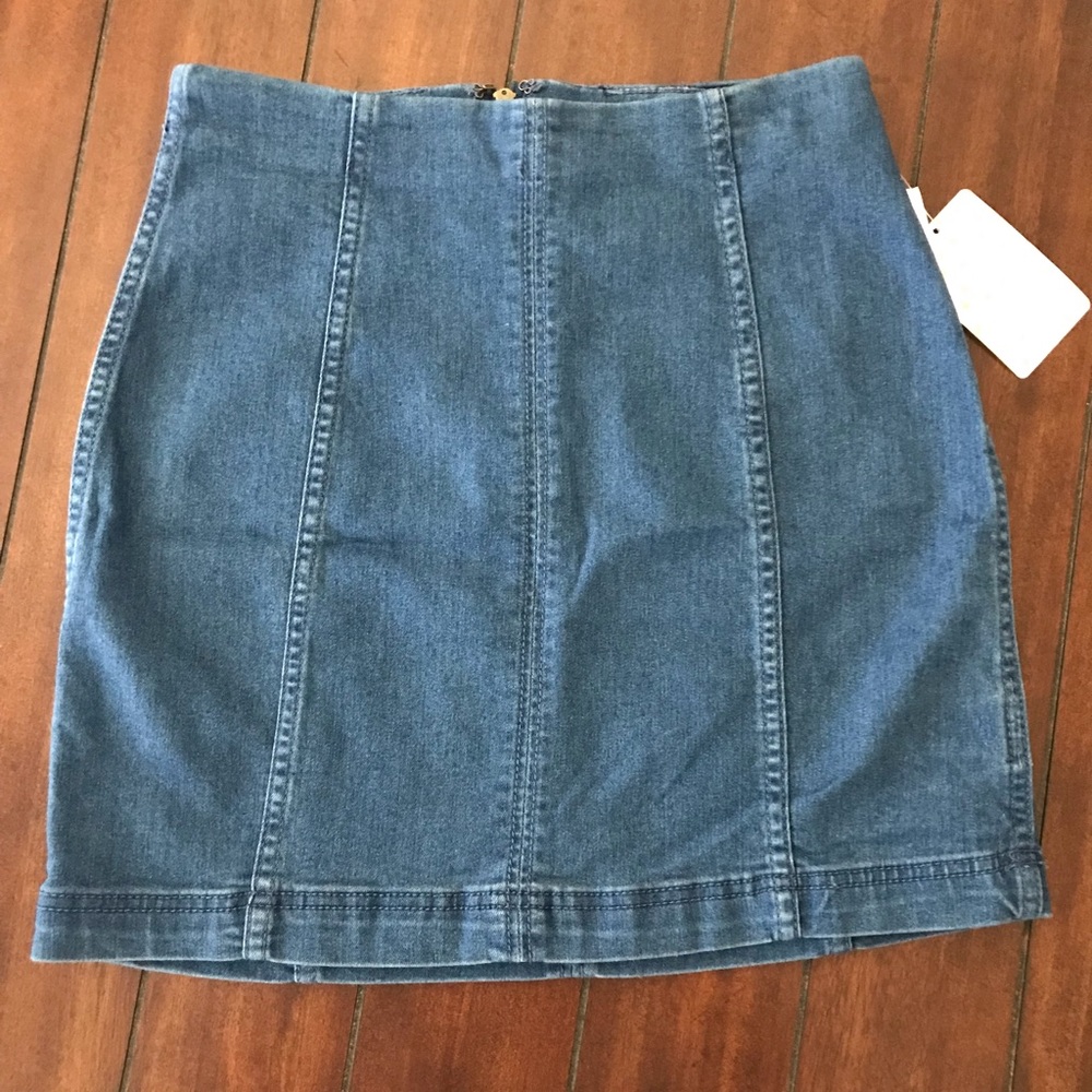 Free People denim high waist pencil skirt